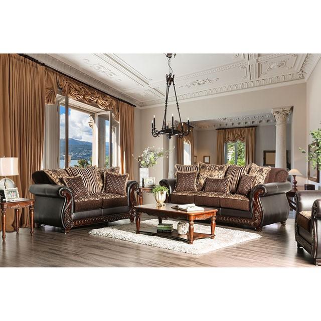 Franklin Dark Brown/Tan Sofa, Dark Brown - U&U Home Budget Furniture (Carteret, NJ)