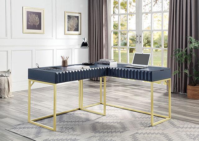 FREIBURG Corner Desk, Antique Blue - U&U Home Budget Furniture (Carteret, NJ)