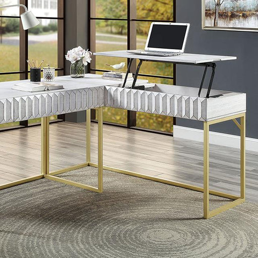 FREIBURG Corner Desk, Antique White - U&U Home Budget Furniture (Carteret, NJ)