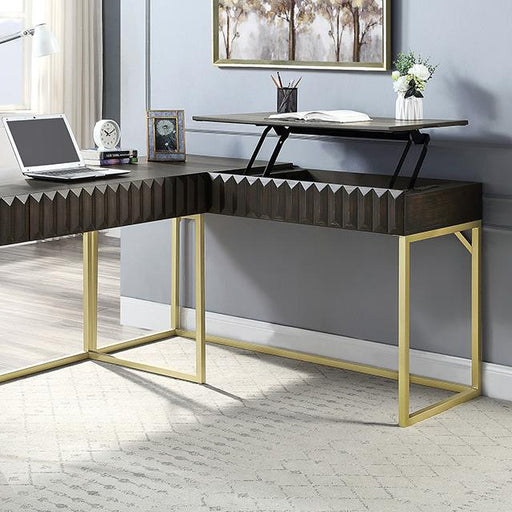 FREIBURG Corner Desk, Walnut - U&U Home Budget Furniture (Carteret, NJ)