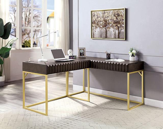 FREIBURG Corner Desk, Walnut - U&U Home Budget Furniture (Carteret, NJ)