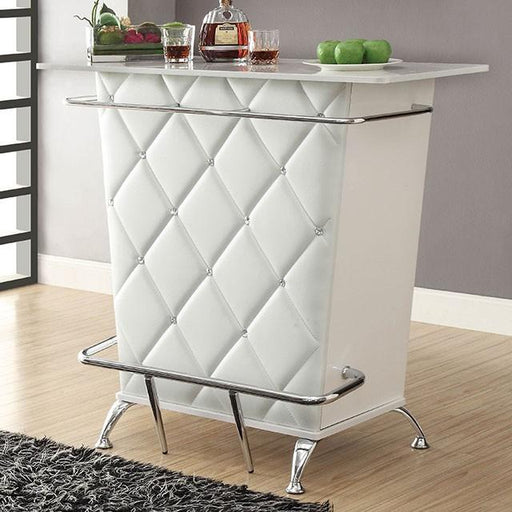 Fuero White/Chrome Bar Table (K/D) - U&U Home Budget Furniture (Carteret, NJ)