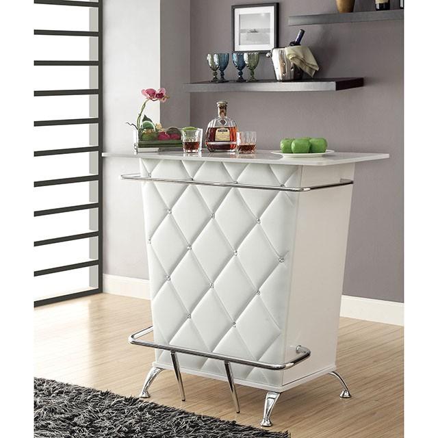 Fuero White/Chrome Bar Table (K/D) - U&U Home Budget Furniture (Carteret, NJ)