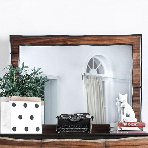 Fulton Dark Oak/Dark Walnut Mirror - U&U Home Budget Furniture (Carteret, NJ)
