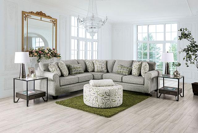 GARDNER Ottoman, Gray/Green - U&U Home Budget Furniture (Carteret, NJ)