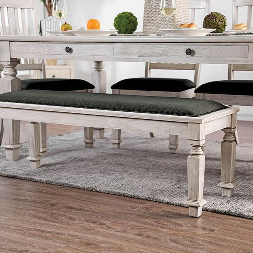 Georgia Antique White/Gray Bench - U&U Home Budget Furniture (Carteret, NJ)