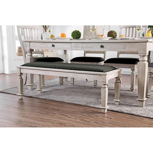 Georgia Antique White/Gray Bench - U&U Home Budget Furniture (Carteret, NJ)