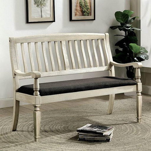Georgia Antique White/Gray Love Seat Bench - U&U Home Budget Furniture (Carteret, NJ)