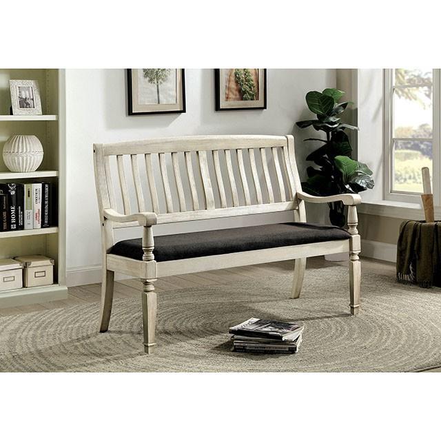 Georgia Antique White/Gray Love Seat Bench - U&U Home Budget Furniture (Carteret, NJ)