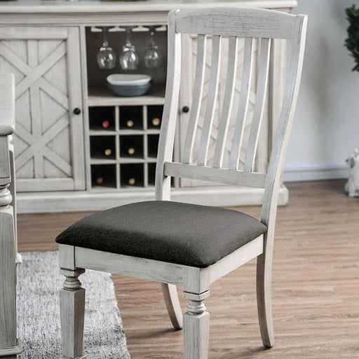 Georgia Antique White/Gray Side Chair (2/CTN) - U&U Home Budget Furniture (Carteret, NJ)
