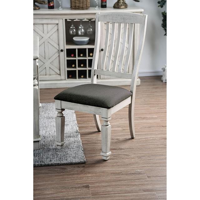 Georgia Antique White/Gray Side Chair (2/CTN) - U&U Home Budget Furniture (Carteret, NJ)