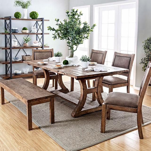 GIANNA Rustic Oak 77" Dining Table - U&U Home Budget Furniture (Carteret, NJ)