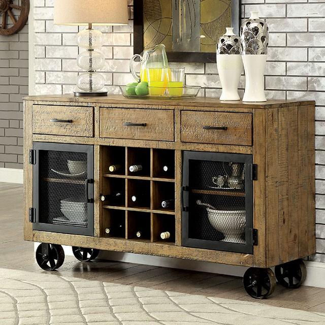 GIANNA Rustic Pine 96" Dining Table - U&U Home Budget Furniture (Carteret, NJ)