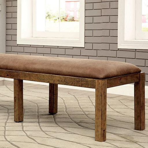 GIANNA Rustic Pine Fabric Bench - U&U Home Budget Furniture (Carteret, NJ)