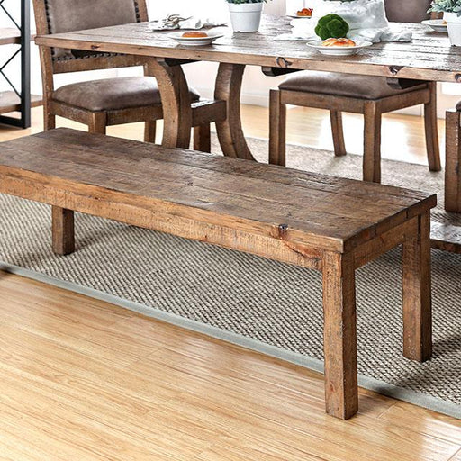 GIANNA Rustic Pine Wooden Bench - U&U Home Budget Furniture (Carteret, NJ)