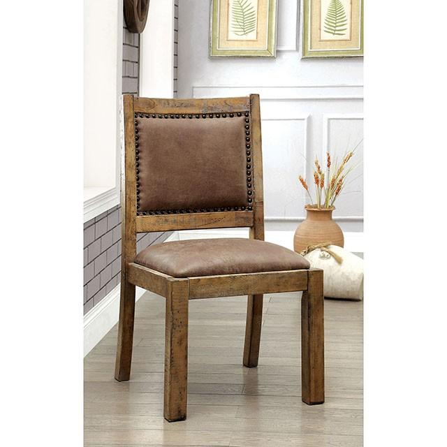 GIANNA Rustic Pine/Brown Side Chair (2/CTN) - U&U Home Budget Furniture (Carteret, NJ)