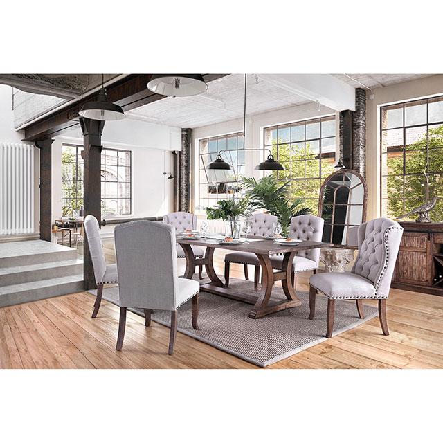 Gianna Rustic Pine/Ivory Wingback Chair (2/CTN) - U&U Home Budget Furniture (Carteret, NJ)