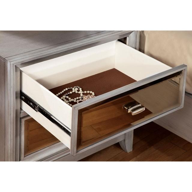 Golva E.King & Queen Bed White & Silver - U&U Home Budget Furniture (Carteret, NJ)