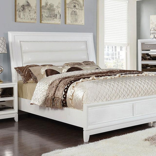 Golva E.King & Queen Bed White & Silver - U&U Home Budget Furniture (Carteret, NJ)