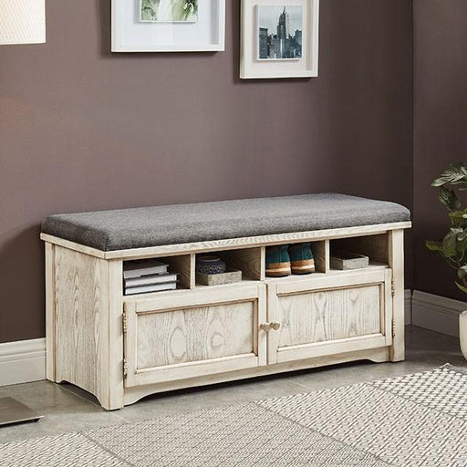 Gwebdolyn Weather White Shoe Bench - U&U Home Budget Furniture (Carteret, NJ)