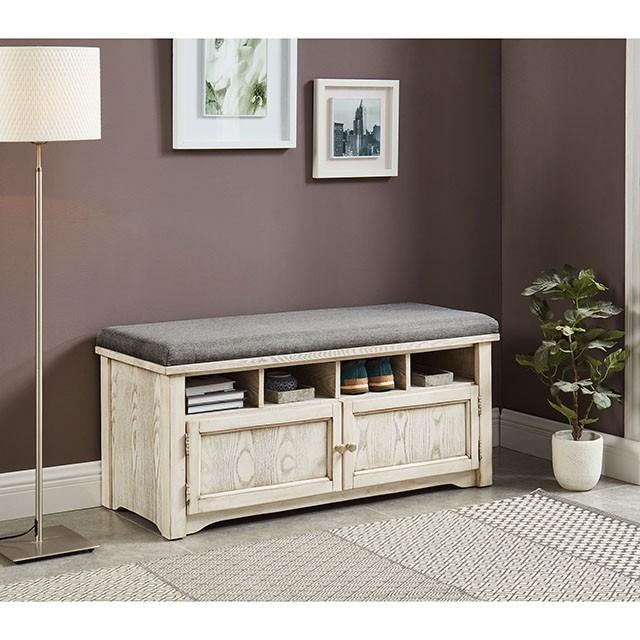 Gwebdolyn Weather White Shoe Bench - U&U Home Budget Furniture (Carteret, NJ)