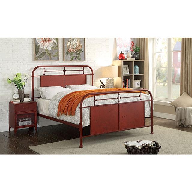 Haldus Cal.King, E.King, & Twin Bed White, Ivory, & Red - U&U Home Budget Furniture (Carteret, NJ)