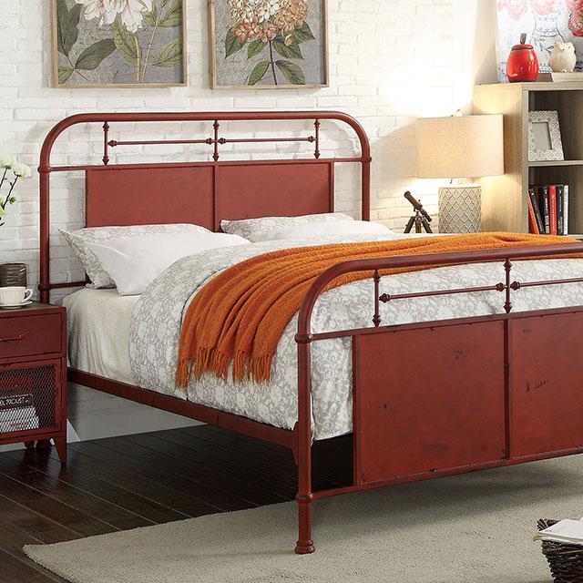 Haldus Bed Ivory, Red & White - U&U Home Budget Furniture (Carteret, NJ)