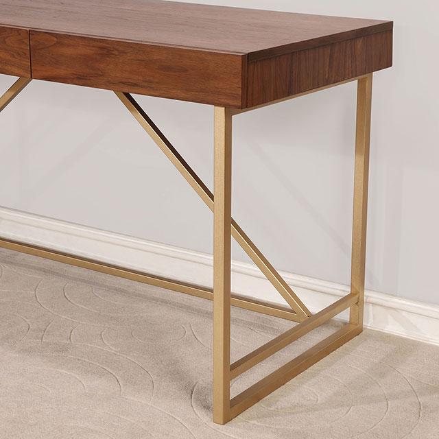 Halstein Light Walnut/Gold Desk - U&U Home Budget Furniture (Carteret, NJ)