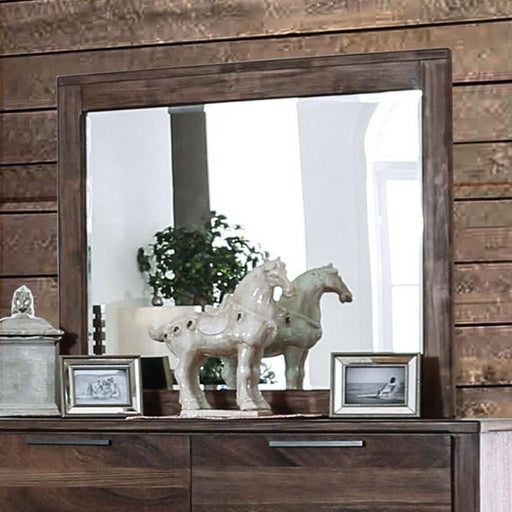 Hankinson Rustic Natural Tone Mirror - U&U Home Budget Furniture (Carteret, NJ)