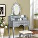 Harriet Silver Vanity w/ Stool - U&U Home Budget Furniture (Carteret, NJ)