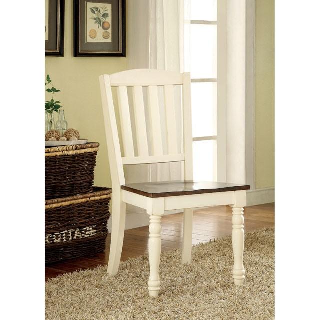 HARRISBURG Vintage White/Dark Oak Side Chair (2/CTN) - U&U Home Budget Furniture (Carteret, NJ)