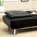 HAUSER II Black/Chrome Ottoman, Black - U&U Home Budget Furniture (Carteret, NJ)
