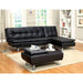 HAUSER II Black/Chrome Ottoman, Black - U&U Home Budget Furniture (Carteret, NJ)
