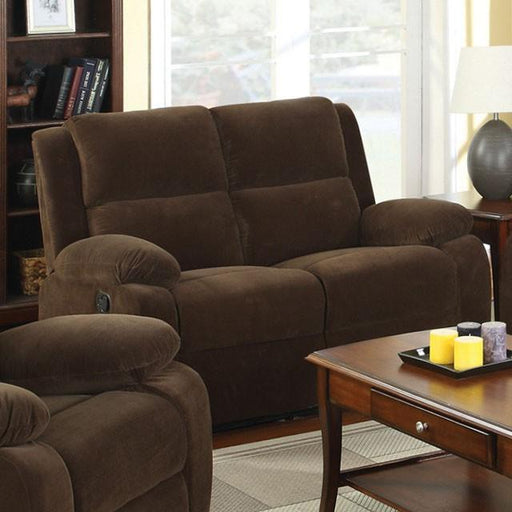 Haven Dark Brown Love Seat w/ 2 Recliners - U&U Home Budget Furniture (Carteret, NJ)