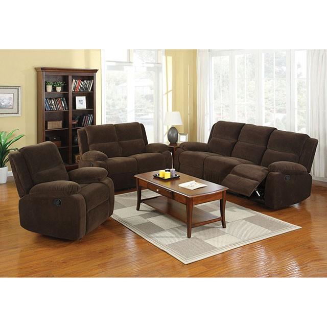 Haven Dark Brown Love Seat w/ 2 Recliners - U&U Home Budget Furniture (Carteret, NJ)