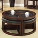 Crystal Cove II Dark Walnut Round Coffee Table w/ 4 Stools - U&U Home Budget Furniture (Carteret, NJ)