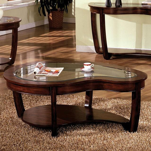 Crystal Falls Dark Cherry Coffee Table - U&U Home Budget Furniture (Carteret, NJ)
