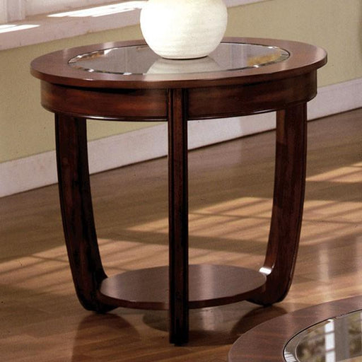 Crystal Falls Dark Cherry End Table - U&U Home Budget Furniture (Carteret, NJ)