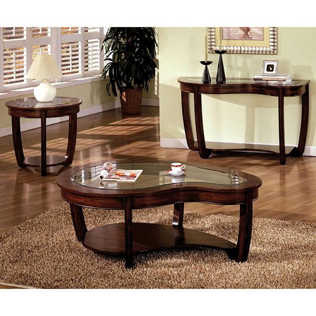 Crystal Falls Dark Cherry Sofa Table - U&U Home Budget Furniture (Carteret, NJ)
