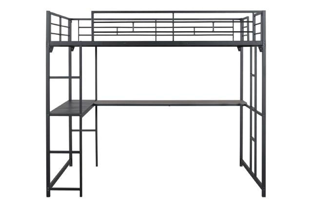 Cybill Full Loft Bed White, Silver, & Black - U&U Home Budget Furniture (Carteret, NJ)