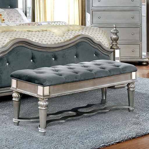 Azha Silver/Gray Bench - U&U Home Budget Furniture (Carteret, NJ)