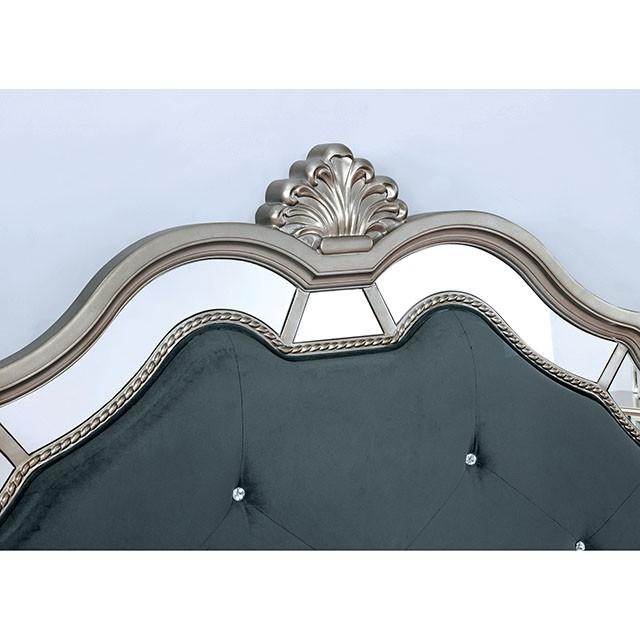 Azha Silver/Gray Cal.King & Queen Bed - U&U Home Budget Furniture (Carteret, NJ)