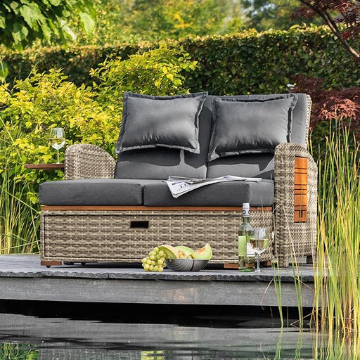 Bahia Tobago Reclining Chaise Lounge Brown & Gray - U&U Home Budget Furniture (Carteret, NJ)