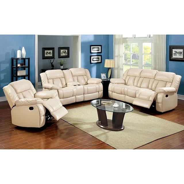Barbado Ivory Sofa w/ 2 Recliners - U&U Home Budget Furniture (Carteret, NJ)