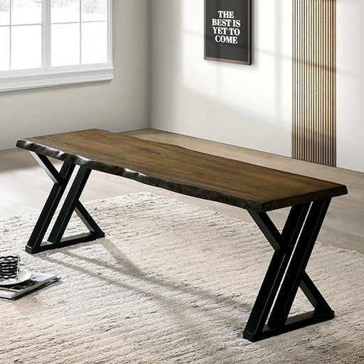 BARBARY Bench, Black/Dark Oak - U&U Home Budget Furniture (Carteret, NJ)