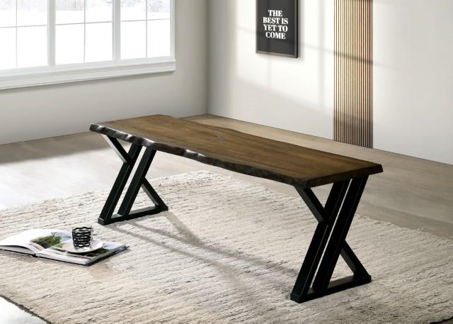 BARBARY Bench, Black/Dark Oak - U&U Home Budget Furniture (Carteret, NJ)