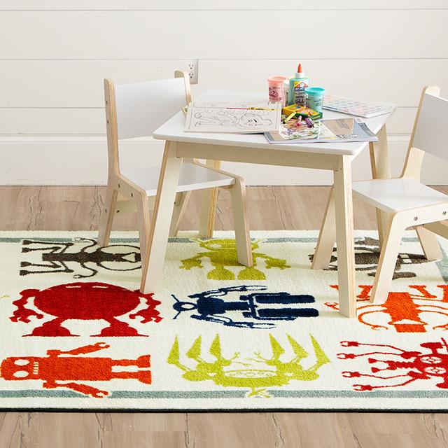 BARON 5' X 8', Area Rug, Robots, Multi/Ivory - U&U Home Budget Furniture (Carteret, NJ)