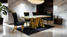 Basilicata 7 Pc Dining Table Set Chrome & Gold 5 - U&U Home Budget Furniture (Carteret, NJ)