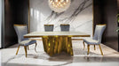 Basilicata 7 Pc Dining Table Set Chrome & Gold 5 - U&U Home Budget Furniture (Carteret, NJ)