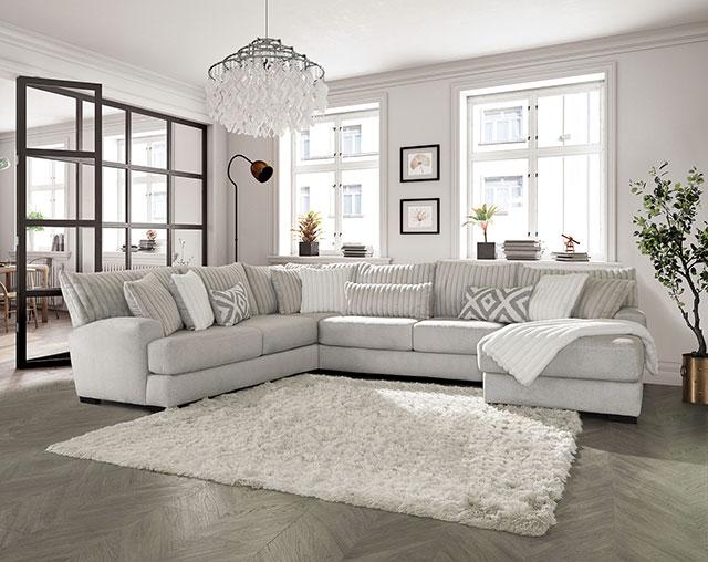 HERMISTON Sectional, Gray - U&U Home Budget Furniture (Carteret, NJ)